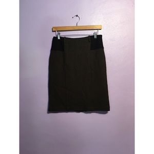 Vintage Wool Olive Green Pencil Skirt